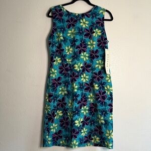 DressBarn Floral Sleeveless Dress - Blue and Purple. Washable. Sz 10. NWT.